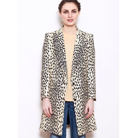 Emerson Fry Jackets & Blazers - Emerson Fry Wing Tip Linen Jacket Leopard Size 4 NEW Cream Black